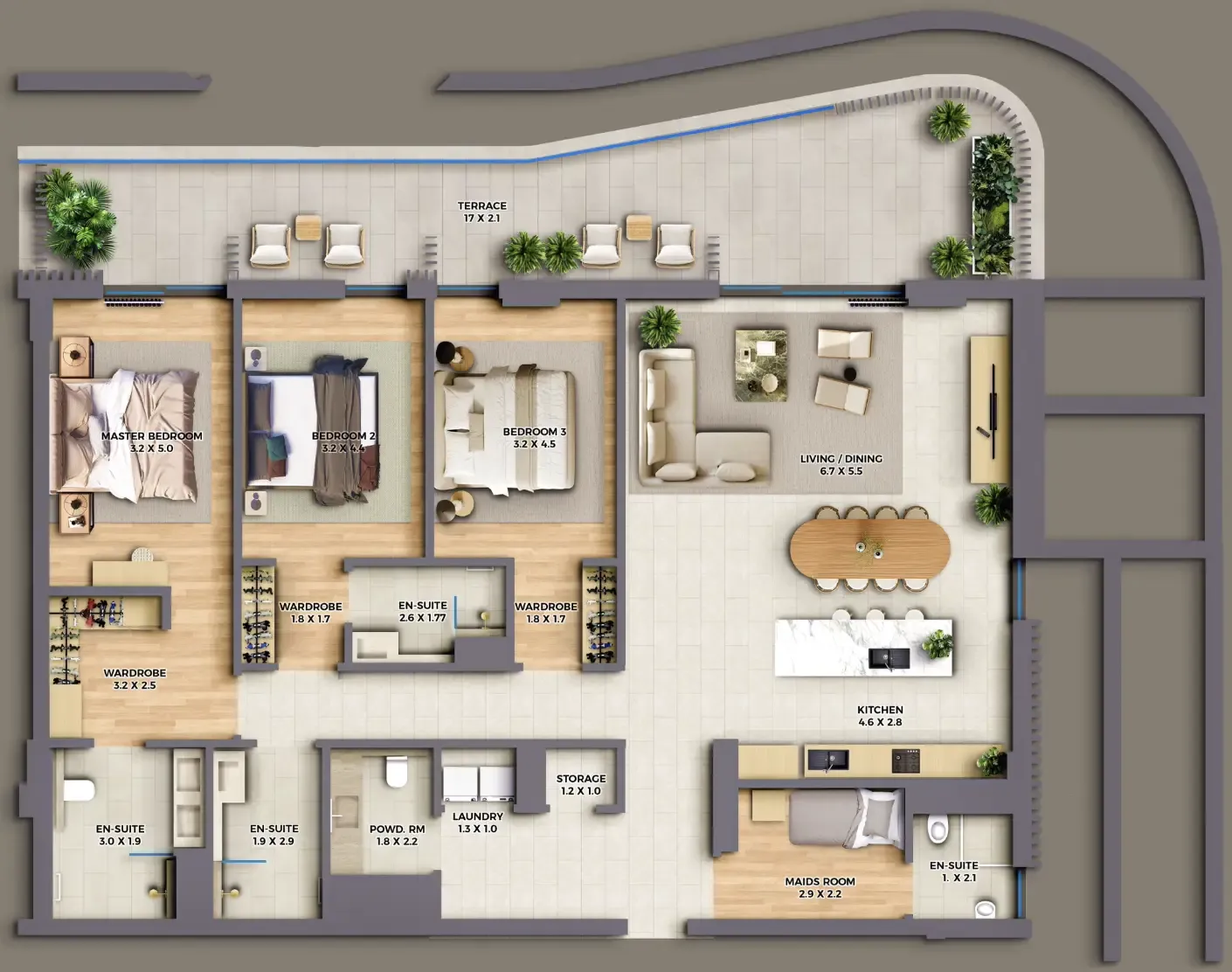 The Cape — планировка 3 BR Type B