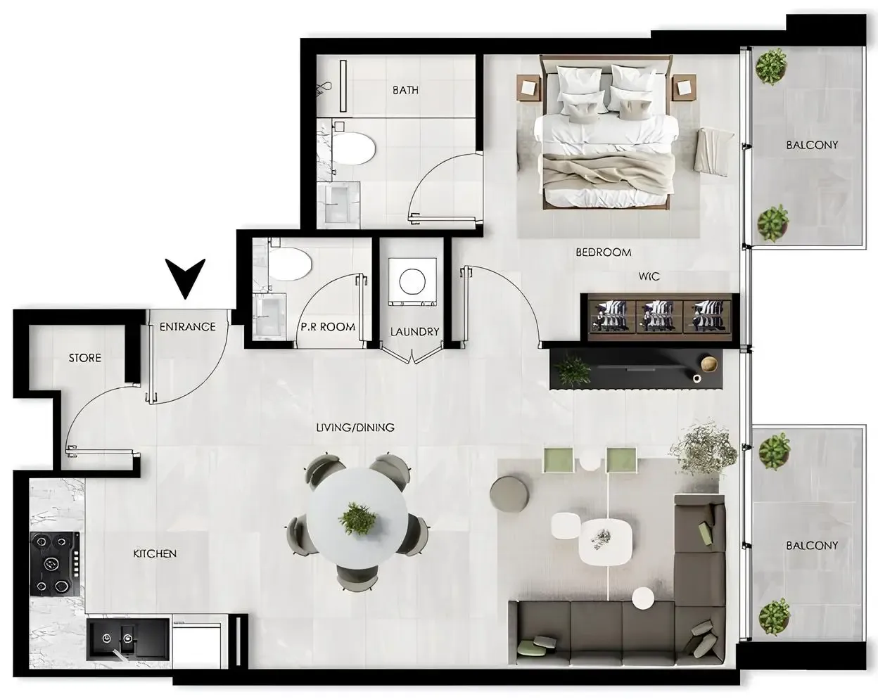The Willows Residences — планировка 1 BR Type A
