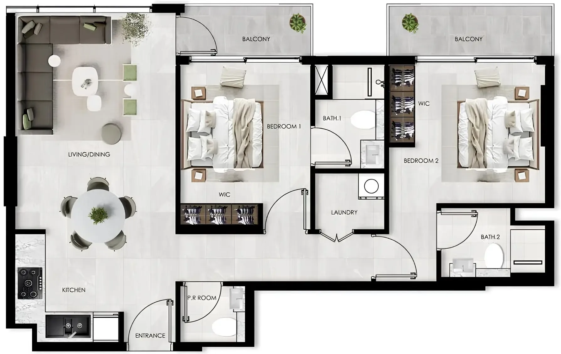 The Willows Residences — планировка 2 BR Type A