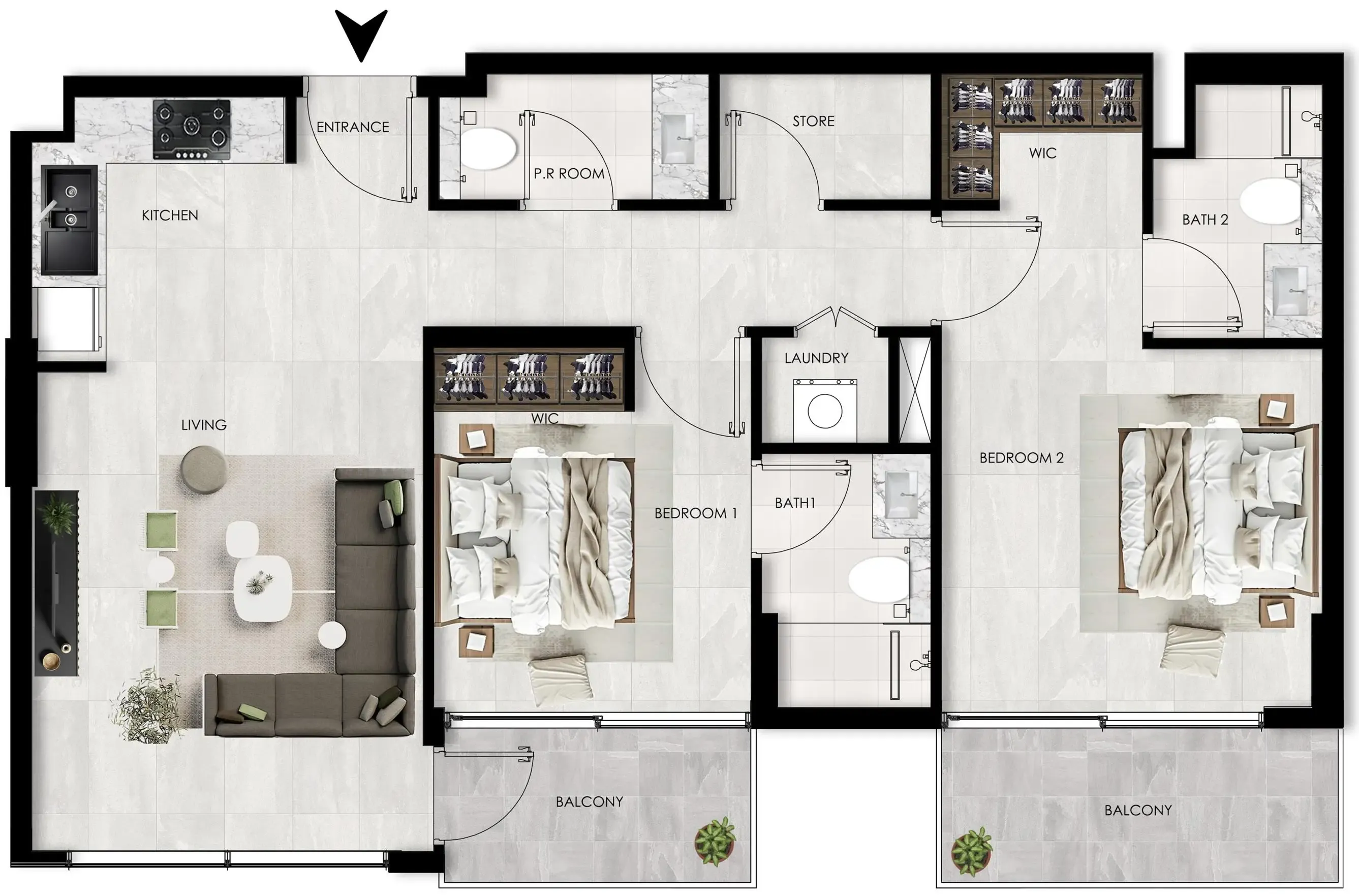The Willows Residences — планировка 2 BR Type C