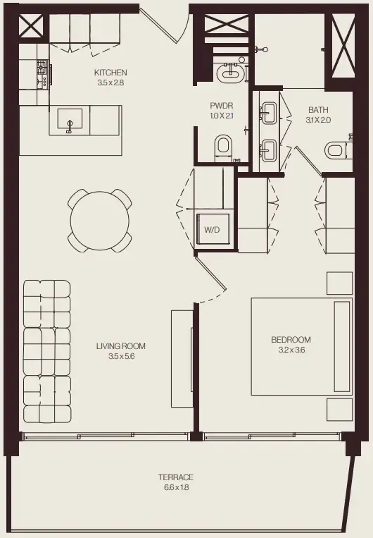 The Weave – Al Ghurair — планировка 1 BR Type J