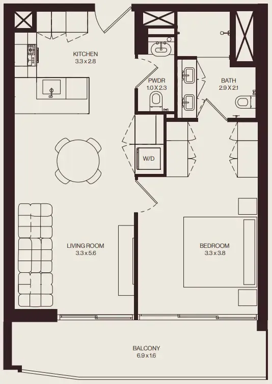 The Weave – Al Ghurair — планировка 1 BR Type F