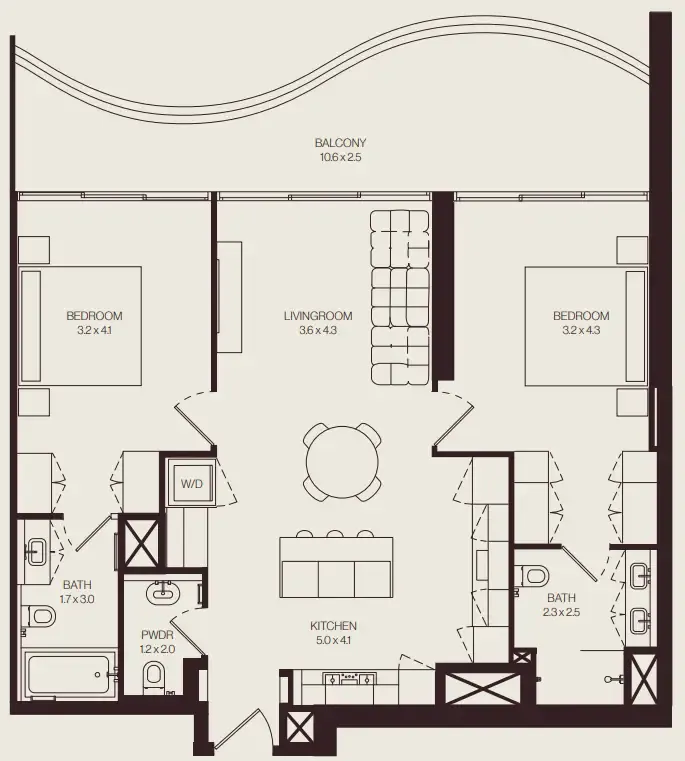 The Weave – Al Ghurair — планировка 2 BR Type E