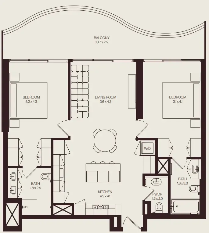 The Weave – Al Ghurair — планировка 2 BR Type F