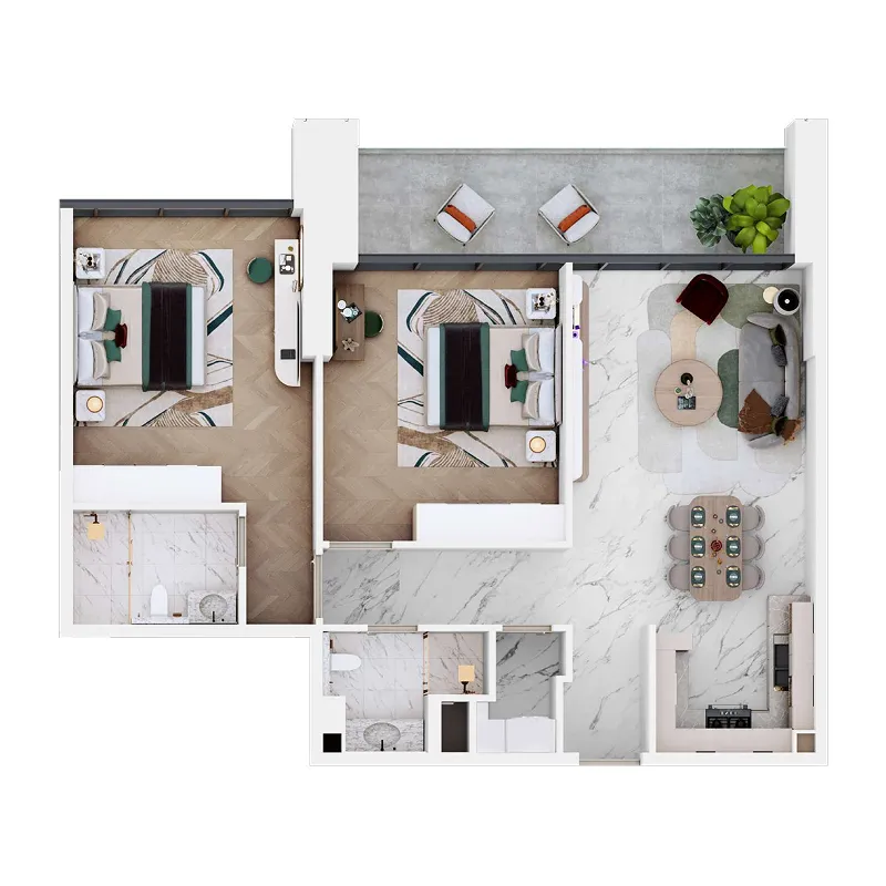 Vega — планировка 2 BR Type 3