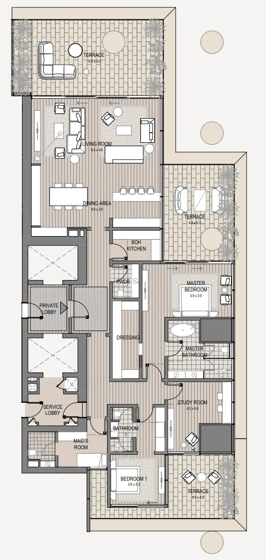 Vela Viento — планировка 2 BR Type A