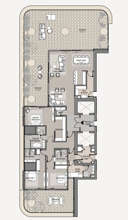 Vela Viento — планировка 3 BR Type C