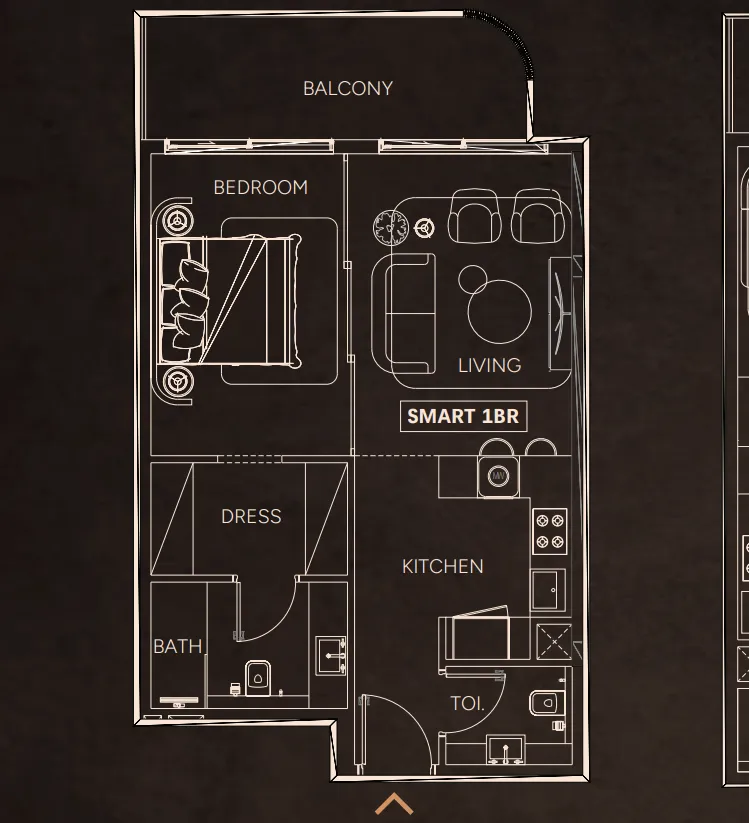 Weston by Wadan Phase 1 — планировка 1 спальня