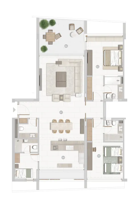 Al Zorah Seaside Hills — планировка 2 BR Type A