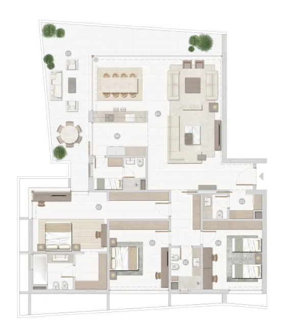 Al Zorah Seaside Hills — планировка 3 BR Type A