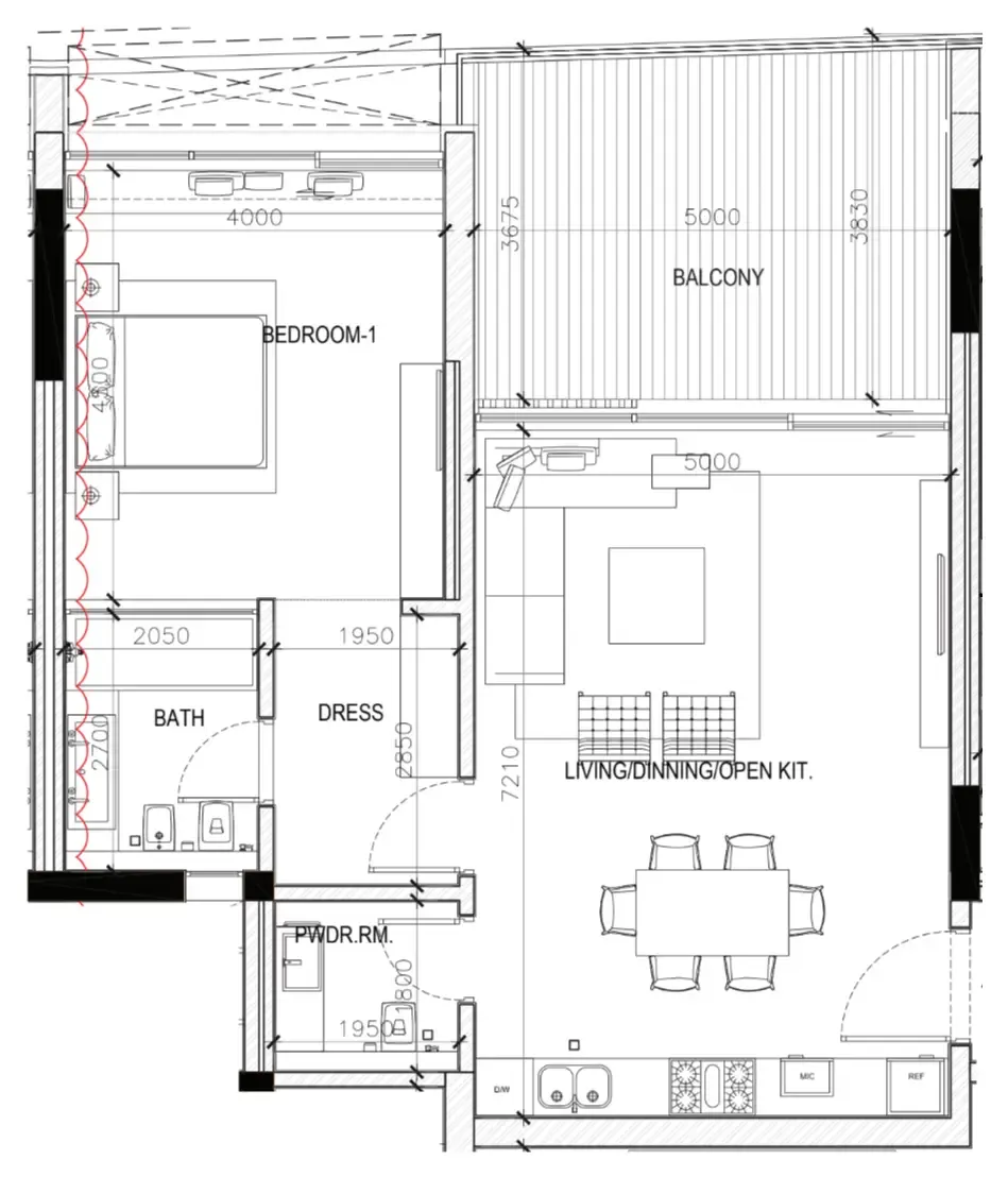 Al Zorah Seaside Hills — планировка 1 BR Type A