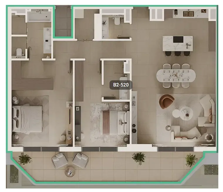 Bashayer — планировка 2 BR Type A