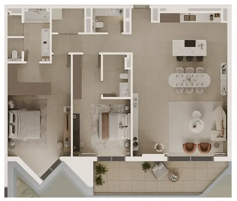 Bashayer — планировка 2 BR Type B