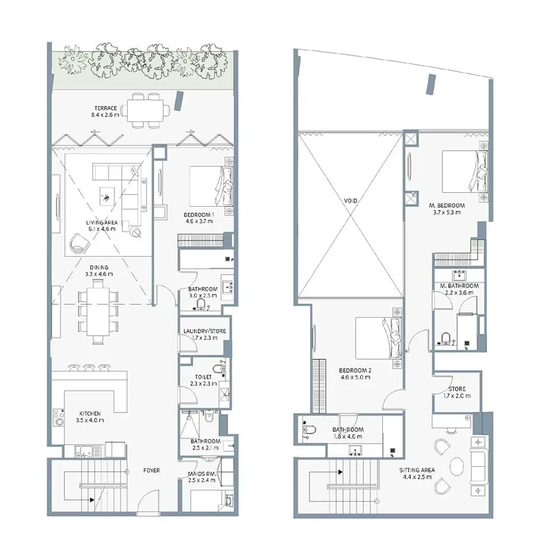 Beach House at Bay Residences — планировка 3 BR Type B