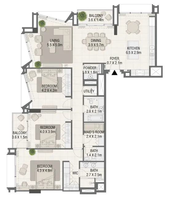 Design Quarter — планировка 3 BR Type B