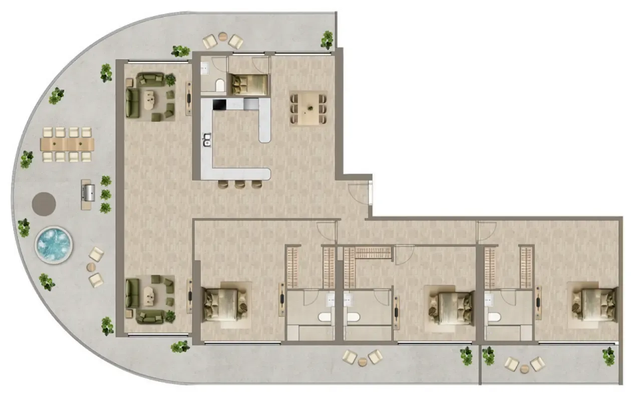 Colibri Views — планировка 3 BR Type A