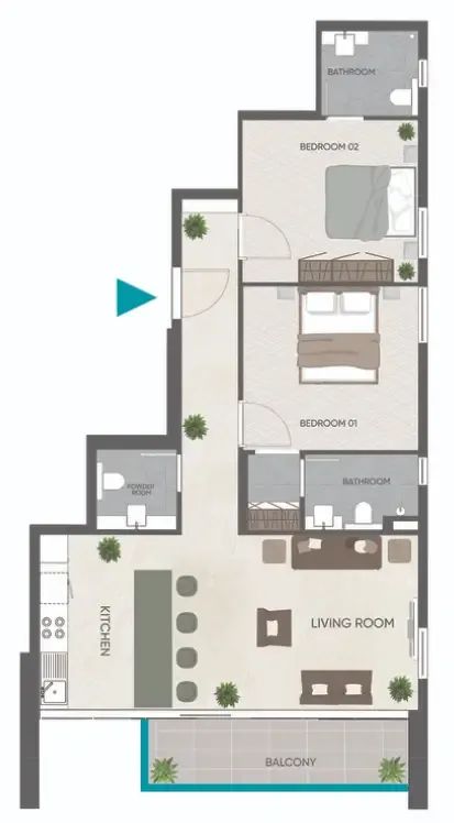 Eden Golf Views 1 — планировка 2 BR Type B