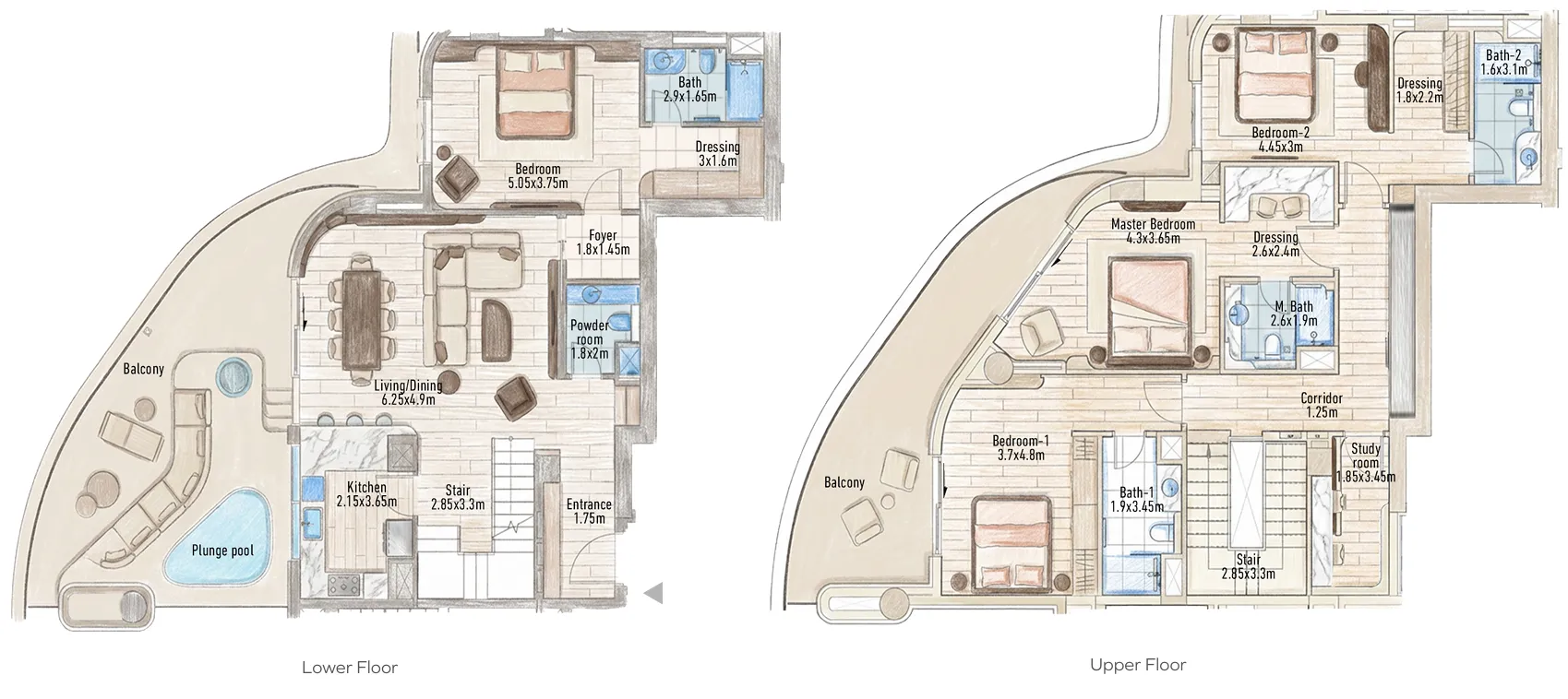 Flow 25 — планировка 4BR Sky Villa Type 02 B