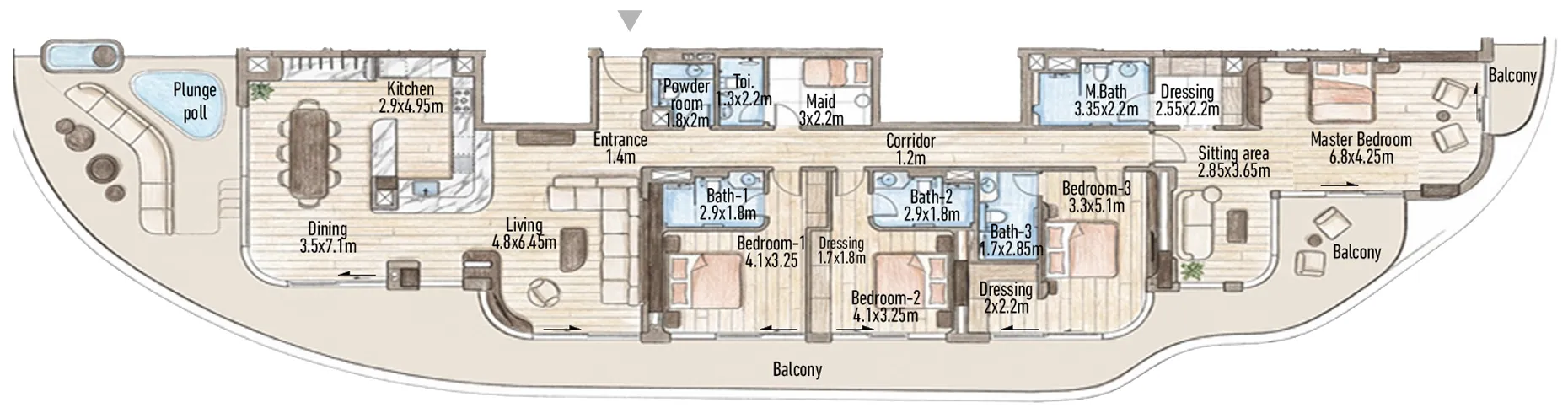 Flow 25 — планировка 4BR Pent Type 01