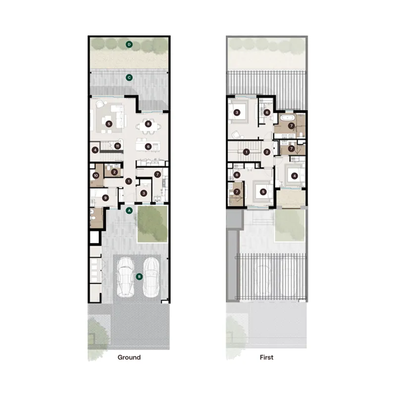 Hudayriyat Golf Estates — планировка 3BR Town