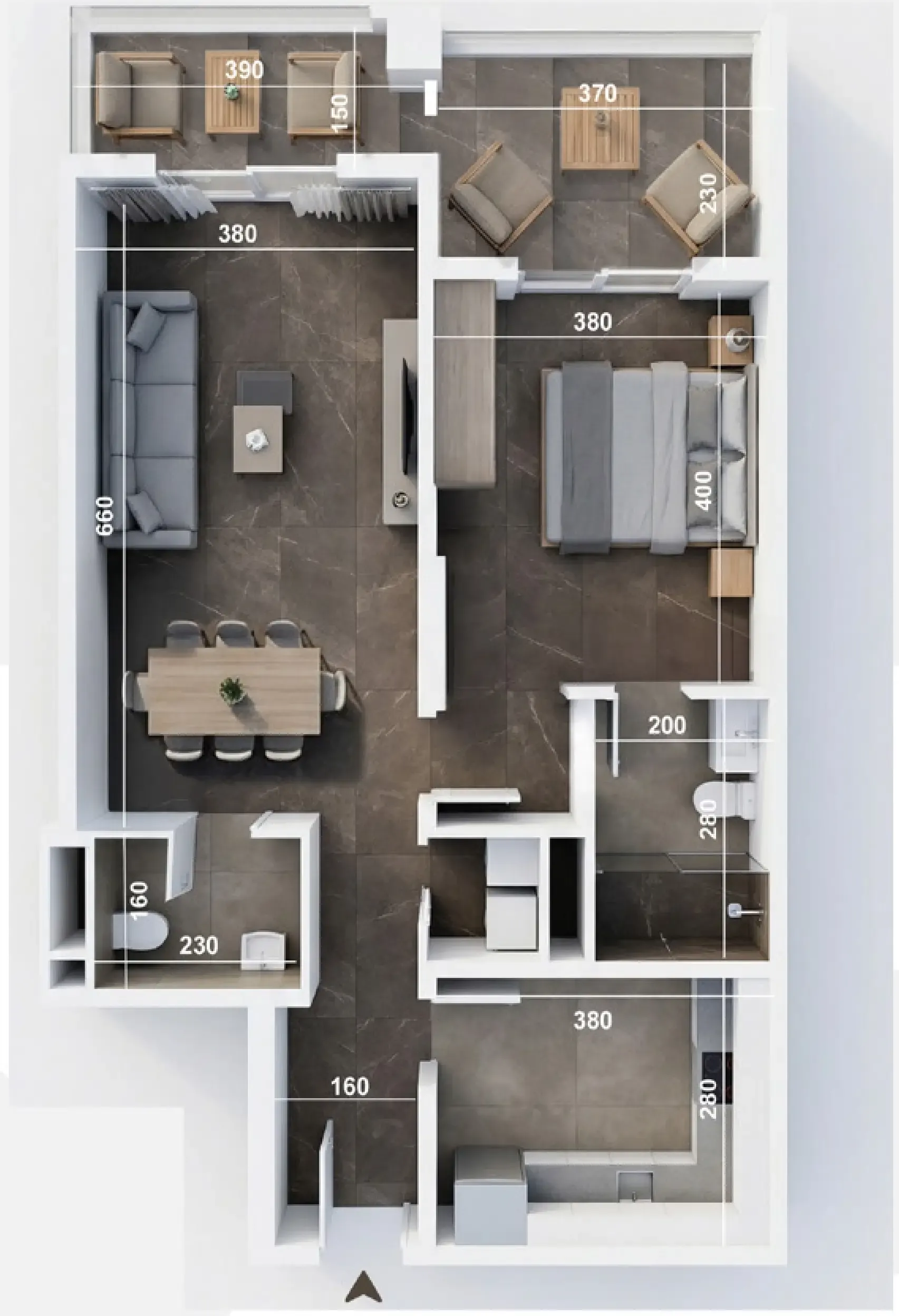 ICONA Residence — планировка 1 BR Type I