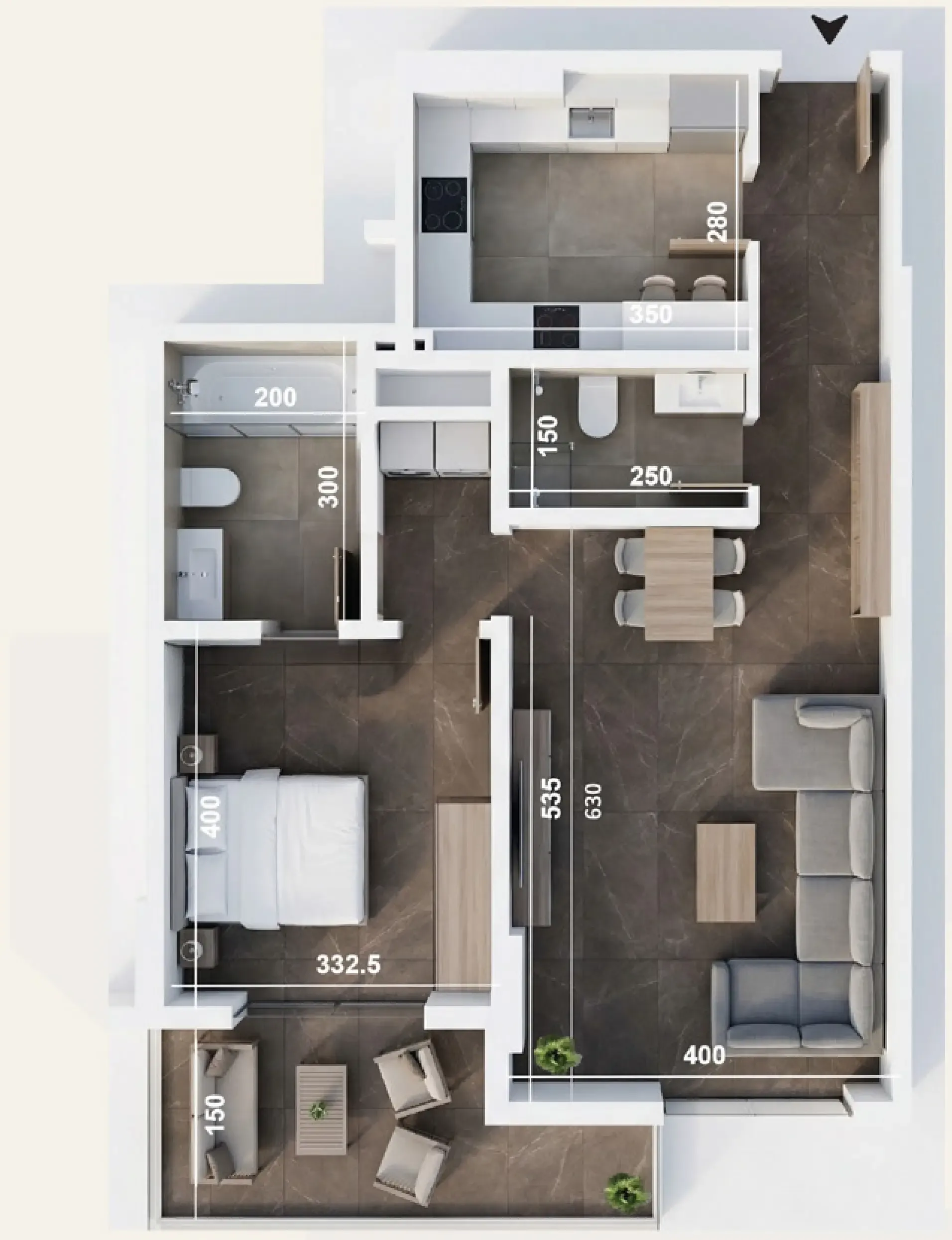 ICONA Residence — планировка 1 BR Type A