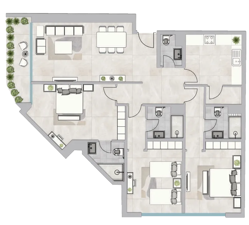 Infinity Tower — планировка 3 BR Type 12