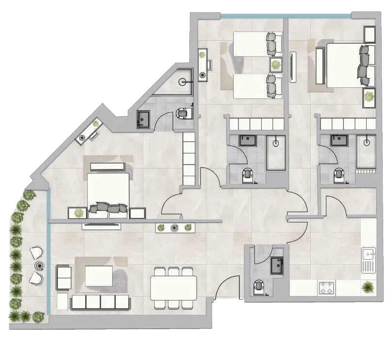 Infinity Tower — планировка 3 BR Type 13