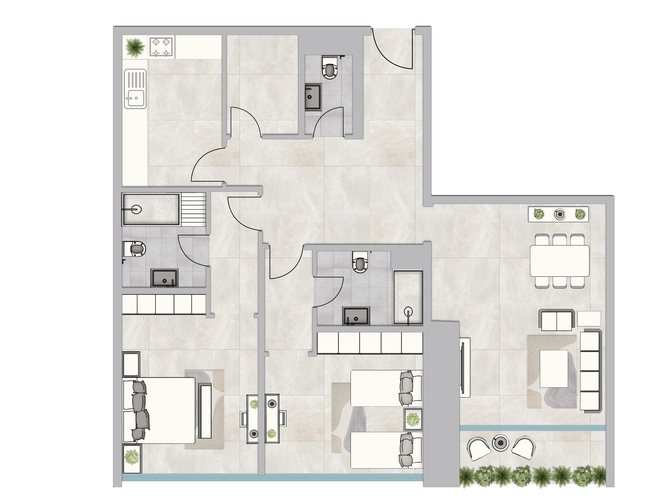 Infinity Tower — планировка 2 BR Type 1
