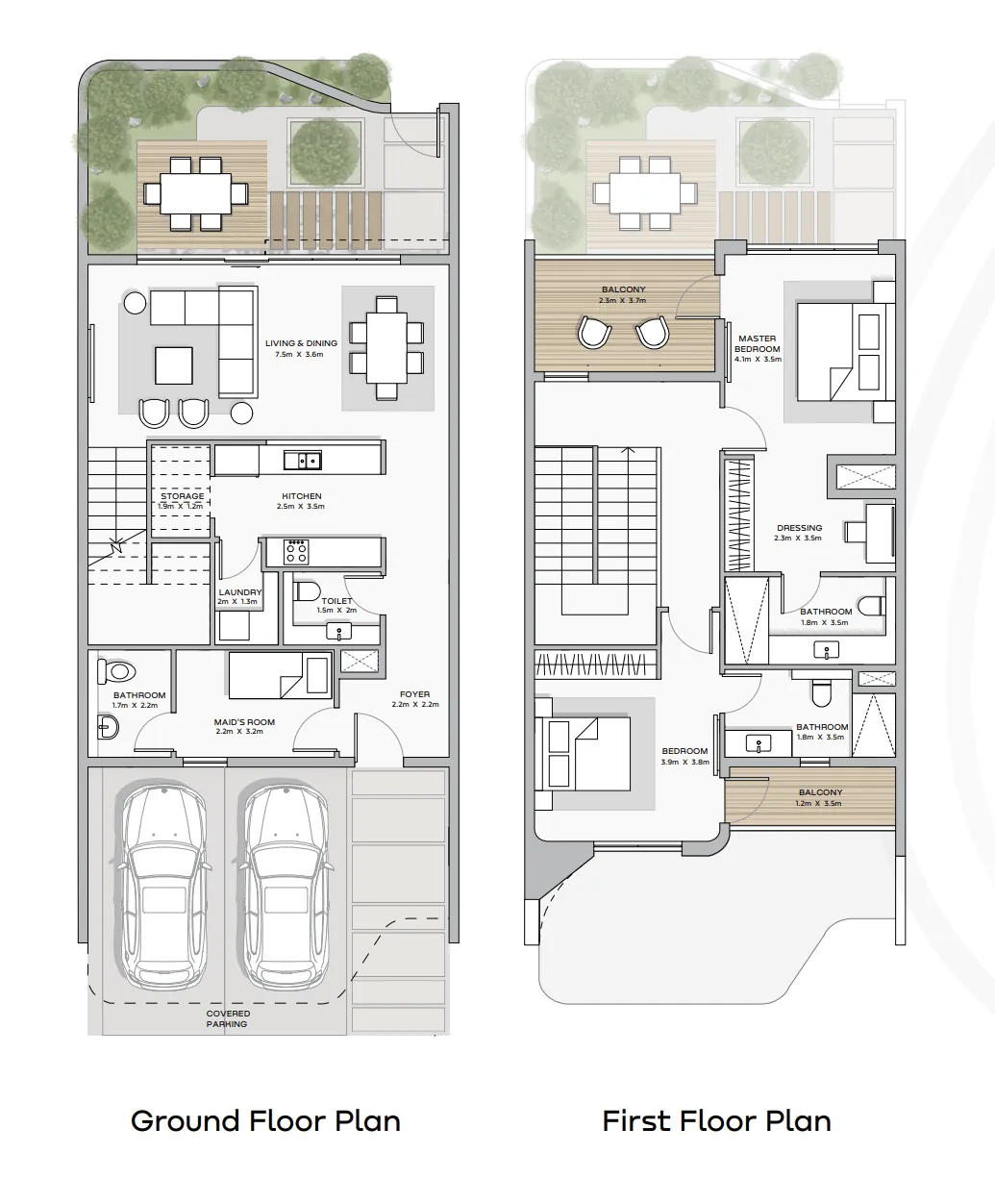 Khalid Bin Sultan City — планировка 2 BR Townhouse Type A