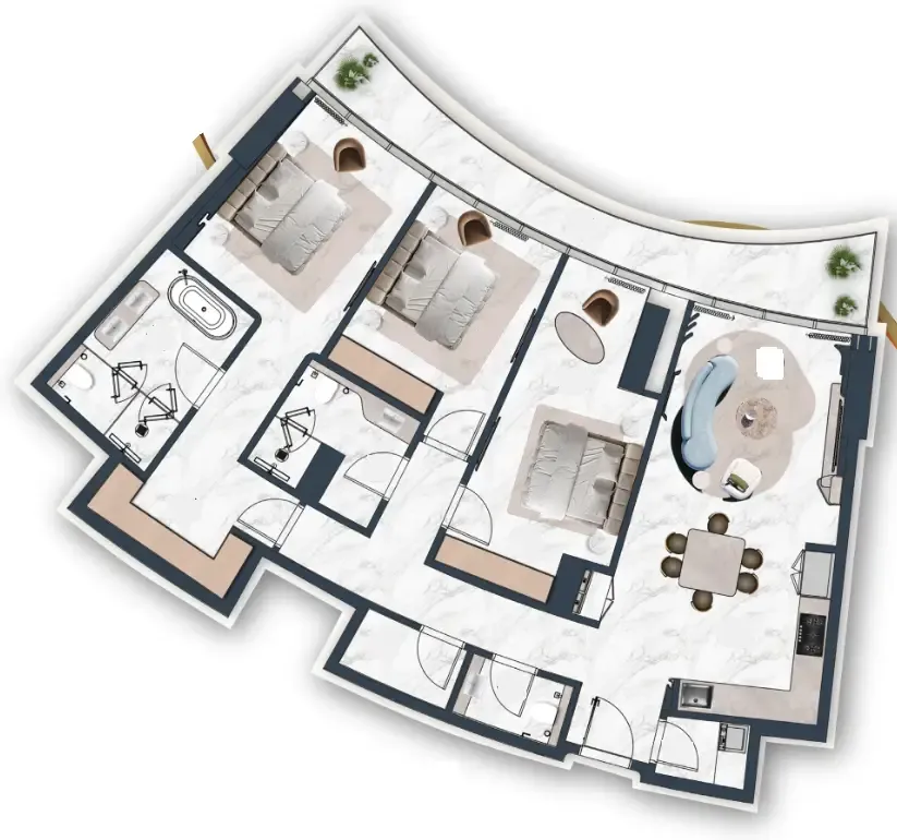 La Mazzoni — планировка 3 BR Type A