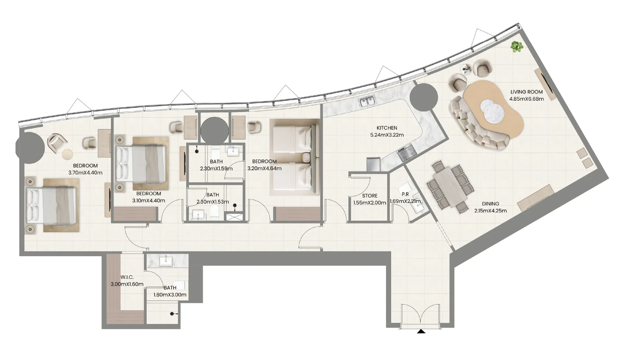 Leaf Tower — планировка 3BR del