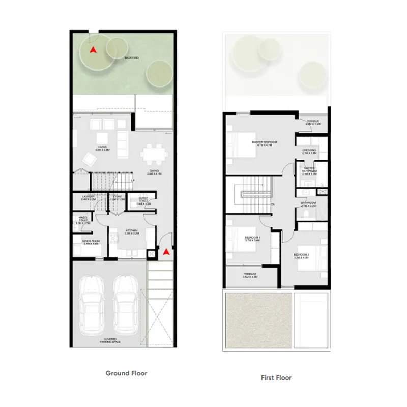 Masaar 2 Coral — планировка 3BR_TH_TypeB