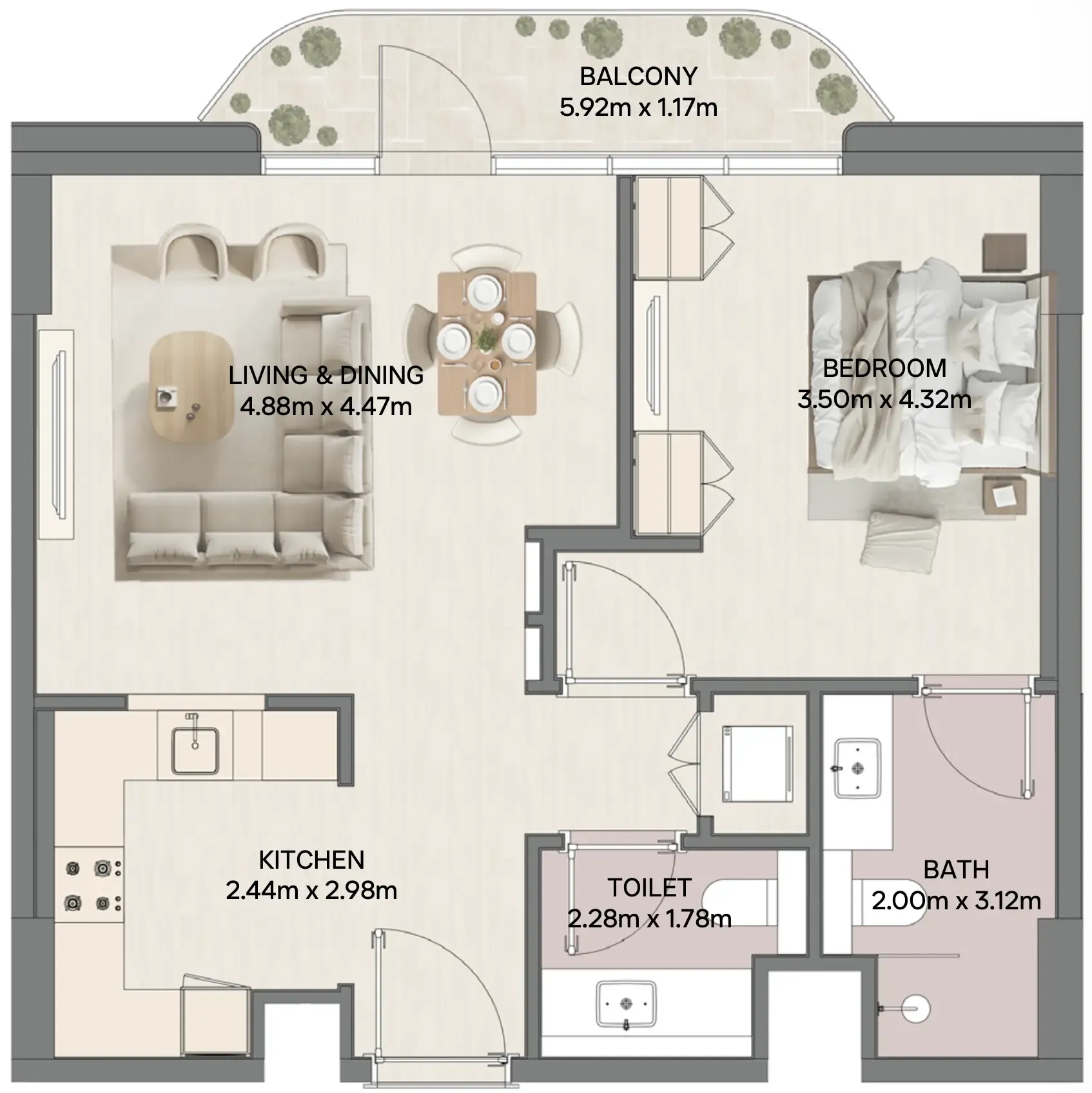 Mirasol II — планировка 1 BR Type V
