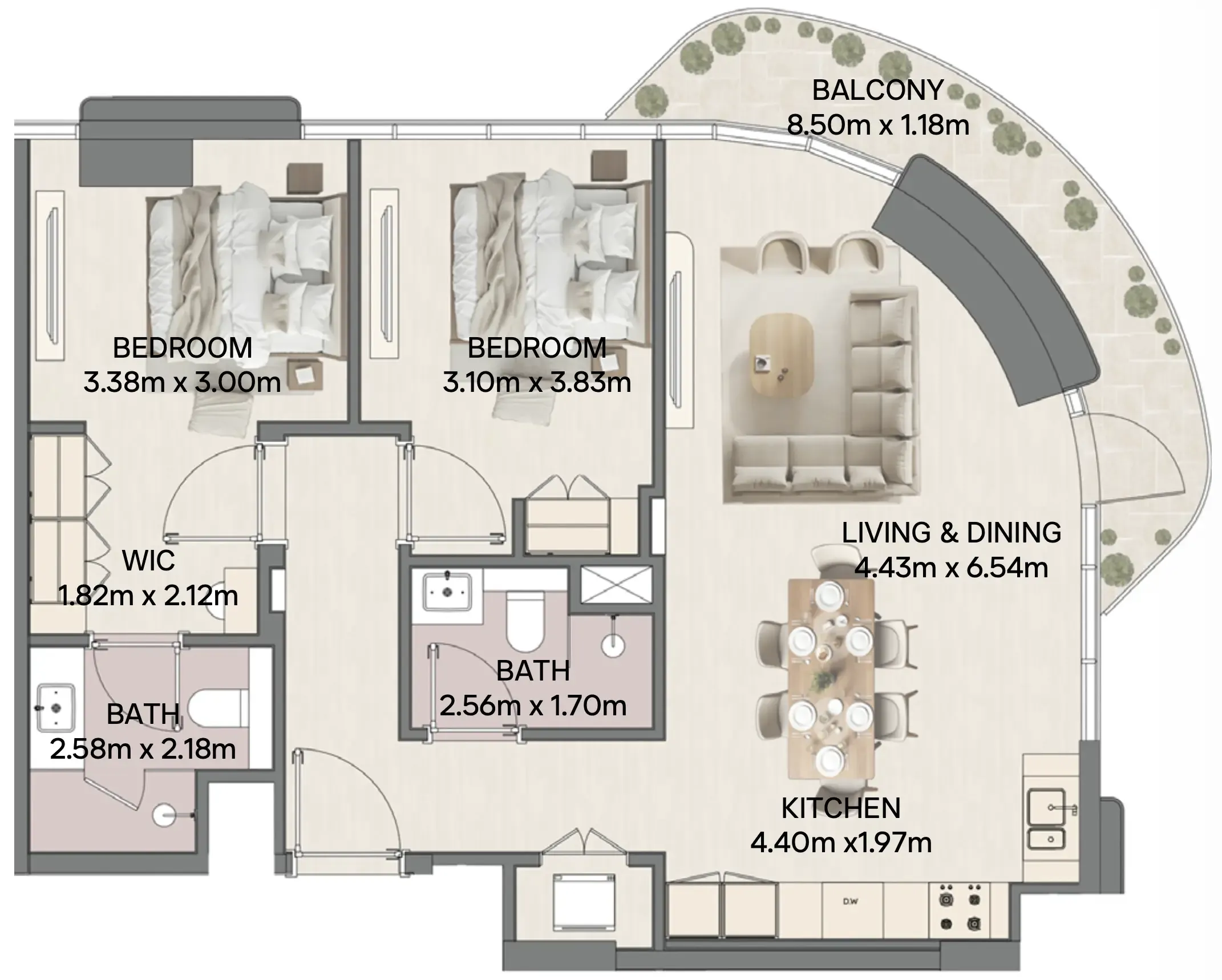 Mirasol II — планировка 2 BR Type A