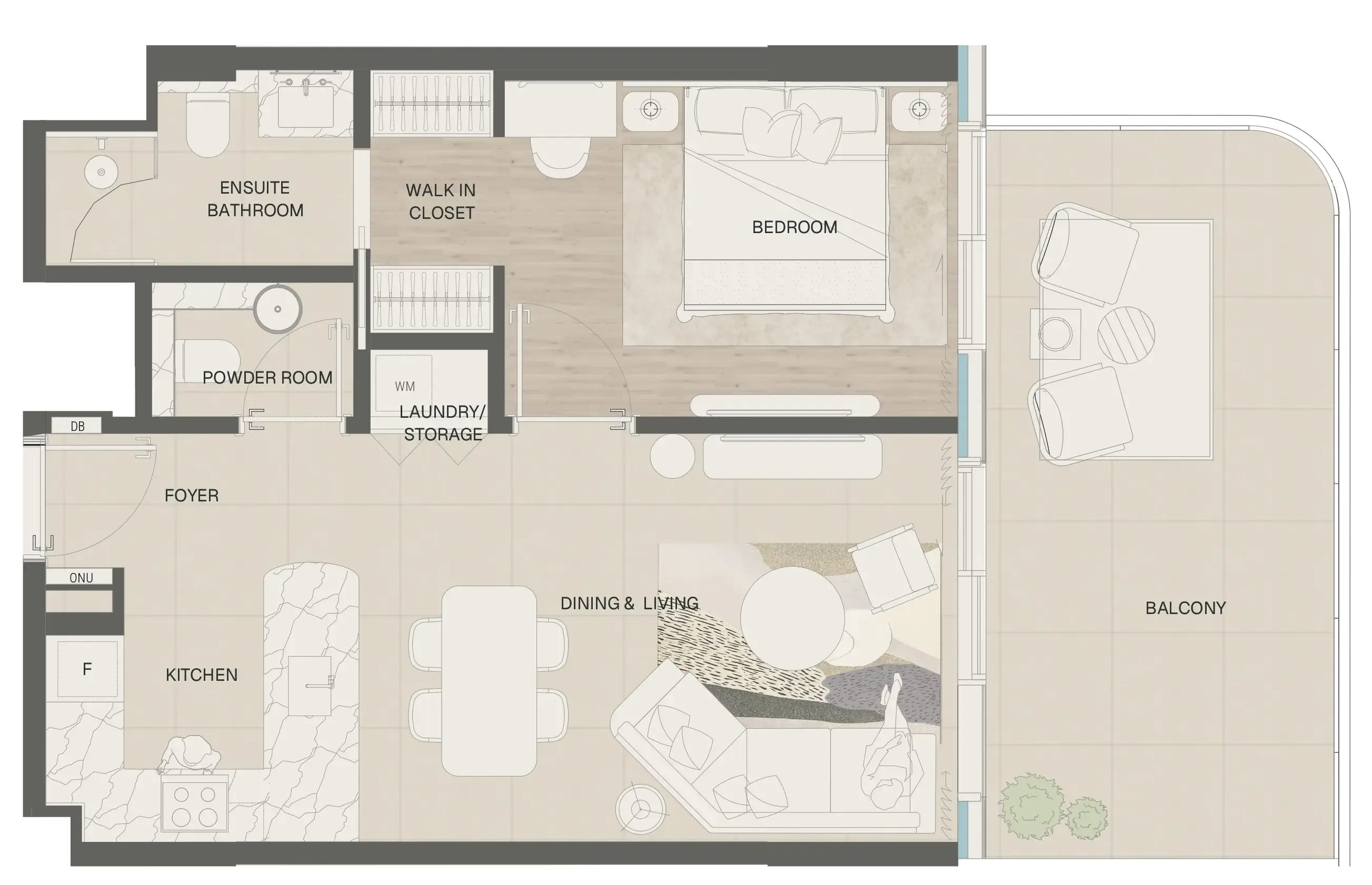 Mondrian Phases 1 and 2 — планировка 1 BR Type C