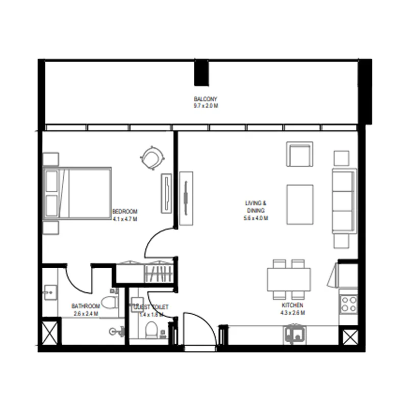 Nesba 1 Aljada — планировка 2br_a1