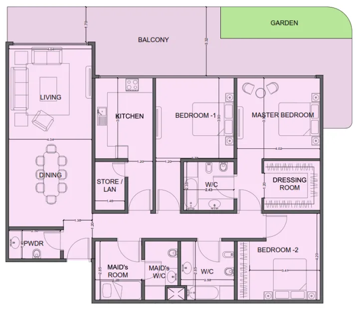 One Residence Al Reem Island — планировка 1501