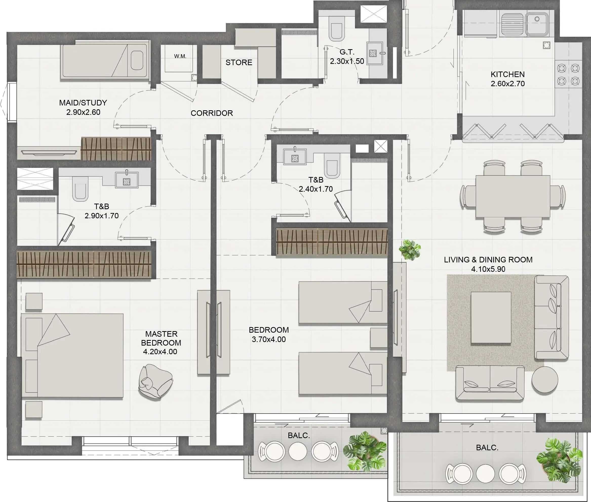 Reeman Residence 01 — планировка 2 BR Type A