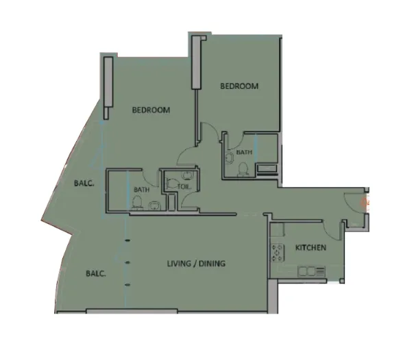 Renad Tower — планировка 2 BR Type D