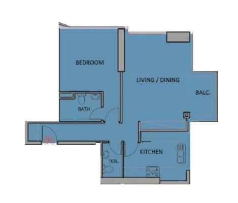 Renad Tower — планировка 1 BR Type D