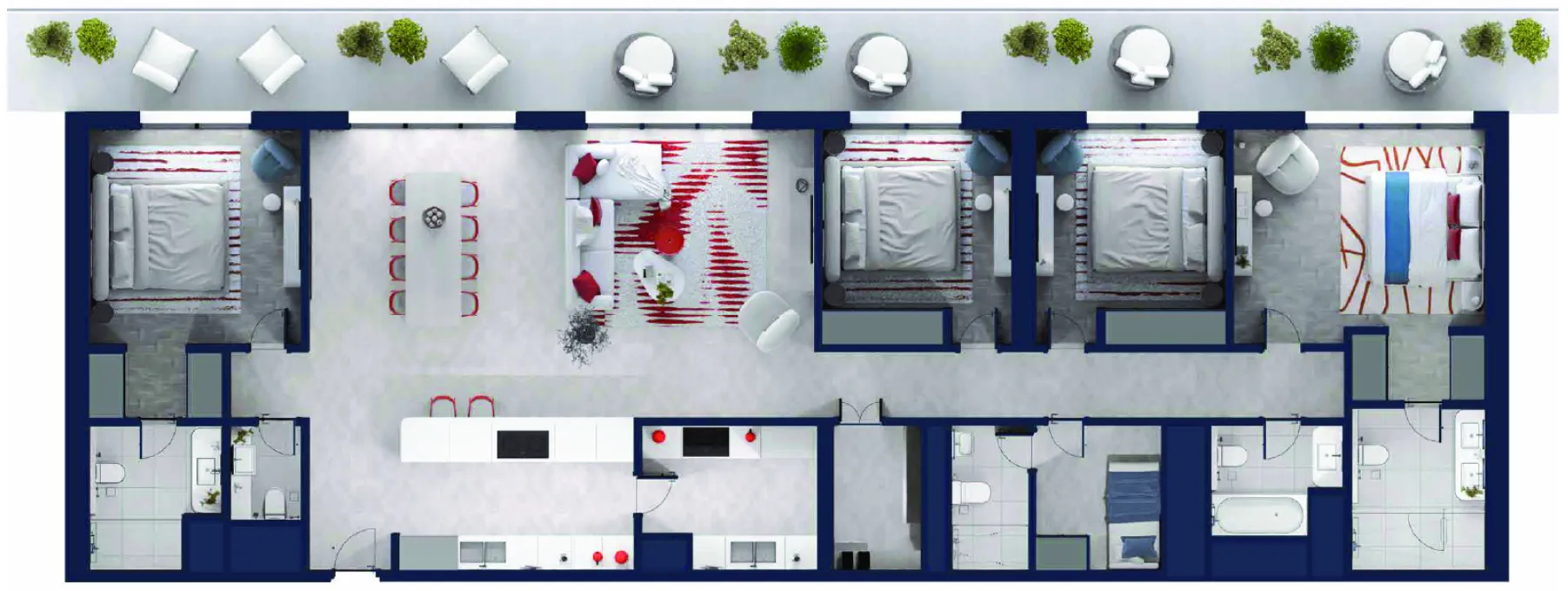 Rosso Bay Residences — планировка 4BR Type 4A