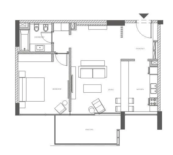 Sealine Residence — планировка 1 BR Type D