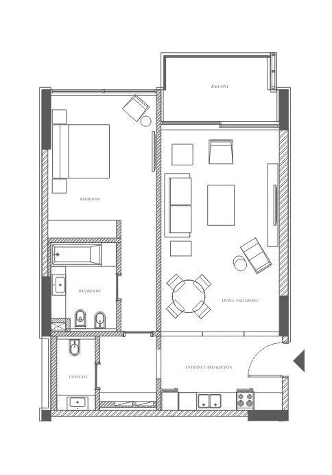 Sealine Residence — планировка 1 BR Type A