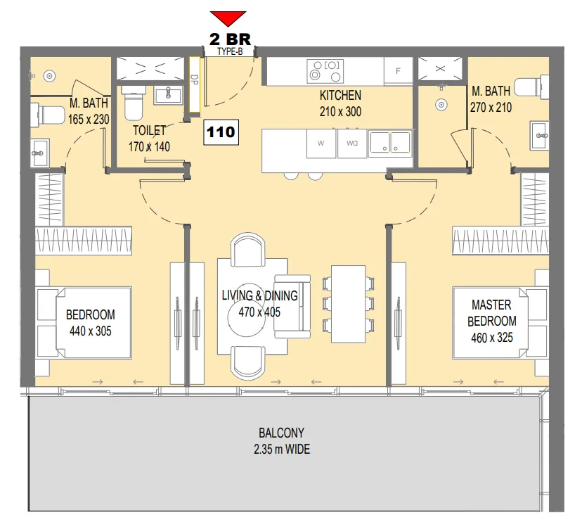 Sensi — планировка 2BR Type B
