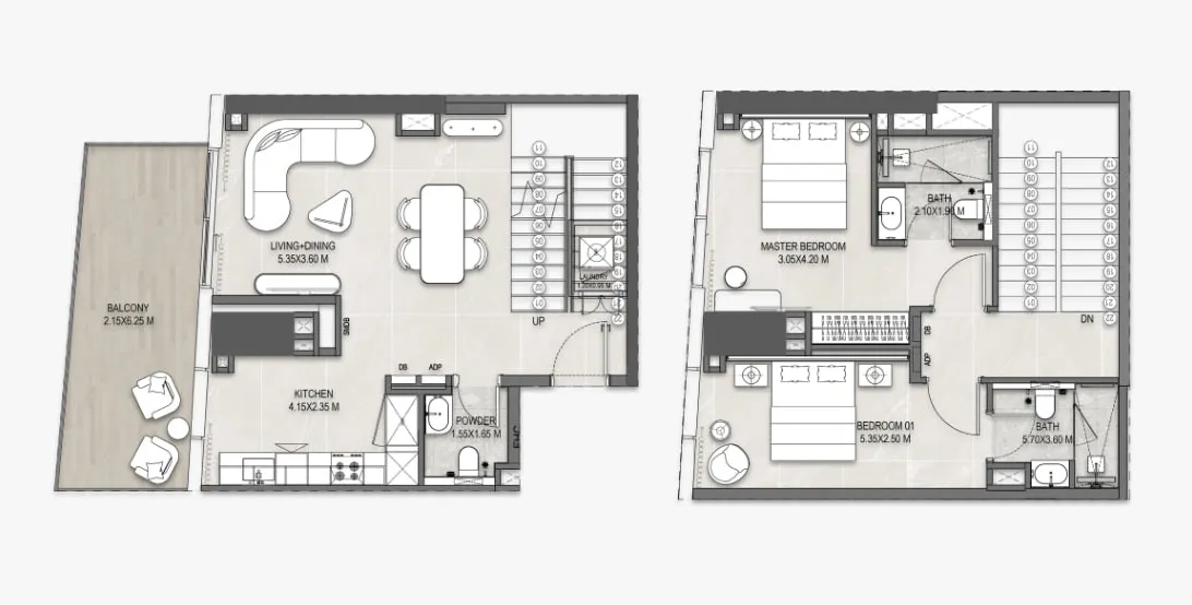 The Artery Residences — планировка 2BR Typical Unit Duplex