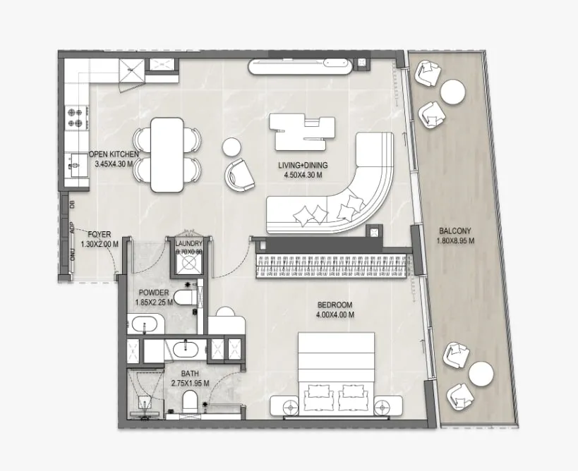 The Artery Residences — планировка 1BR Typical Unit
