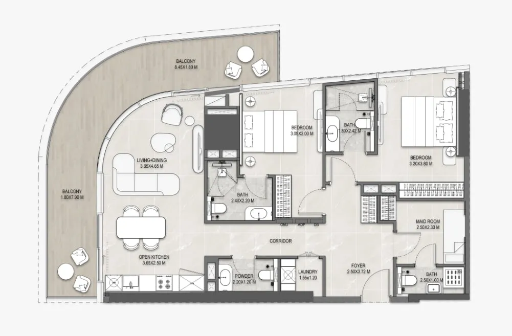 The Artery Residences — планировка 2BR Typical Unit