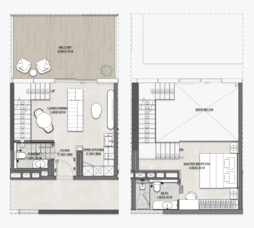 The Artery Residences — планировка 1 BR Typical Unit Loft