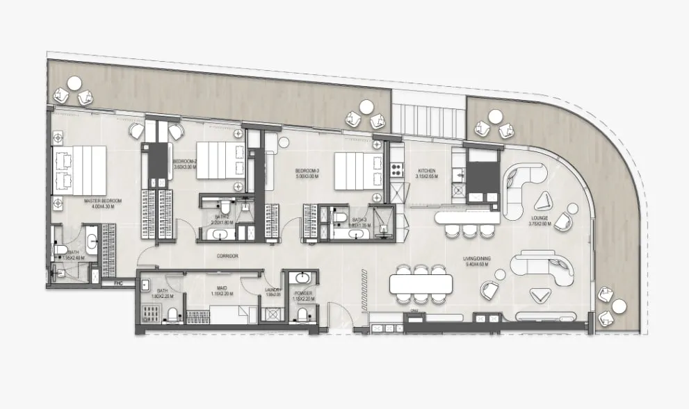 The Artery Residences — планировка 3BR Typical Unit